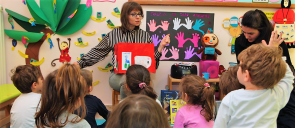little students of mandoulides schools kindergarten learning from mrs zikopuplu about their feelings and emotions