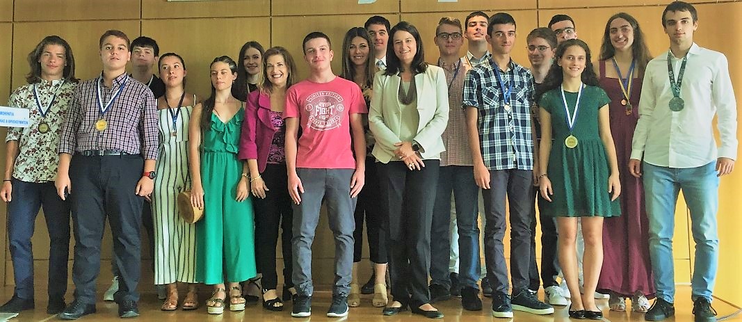 Mandoulides Schools students M. Konstantinidou, A. - Ch. Savva and K. Konstantinidis students were awarded by the Minister of Education Mrs. N. Kerameos